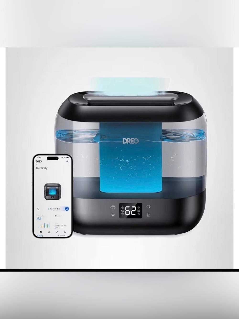 DREO 4L Smart Cool Mist Humidifiers for Bedroom HM311S Black